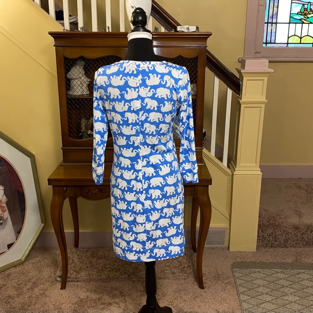 Lilly Pulitzer Blue and White Elephant Dress. - Picture 2 of 13